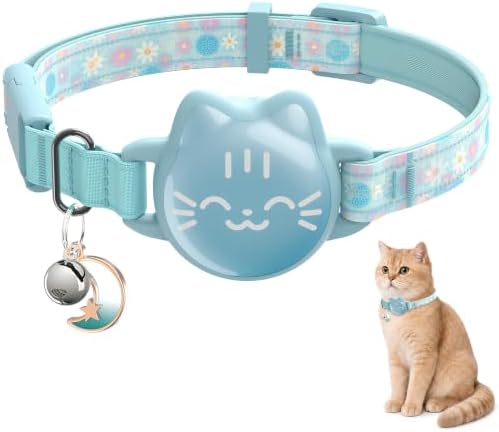 AirTag Cat Collar, Reflective Breakaway Collar, Hidden Holder with Bell | Compatible with Apple AirTag 1st & 2nd Gen, Lightweight Water-Resistant Strap for Cats, AirTag Not Included