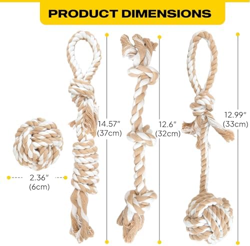 Fida Dog Rope Toys, 4 Pack Cotton Puppy Teething and Chew Toys