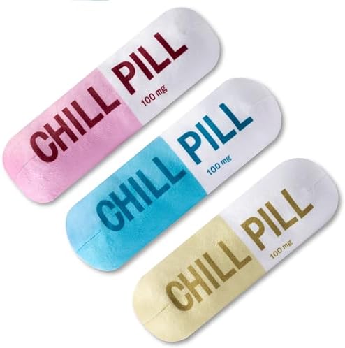 CUweipeng Funny Chill Pill Dog Plush Toy Cat Interactive Squeaky Pet Toy