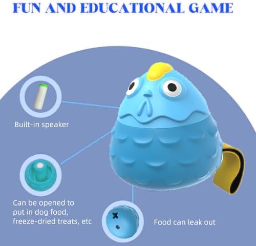 Dog Chew Toy for Aggressive Chewers, Treat Dispensing Interactive Puzzle Toy, Natural Rubber Squeaky Slow Feeder for Teeth Cleaning, Chicken Design for Small Medium Large Dogs (Blue)