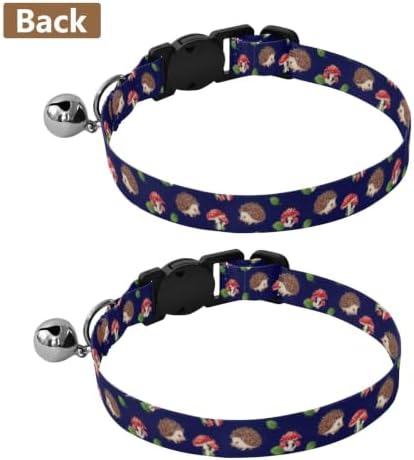 Cute Hedgehogs Navy Blue Adjustable Buckle Kitten Collars 2 Pack Pet Collars for Cats