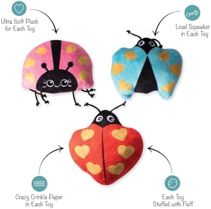 Fringe Studio Plush Dog Toy, Buggy for You, Small 3 Piece Set, Pet Shop Collection (662028) (Pack of 2)