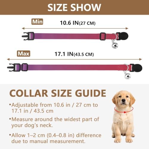 Purple Red Gradient Metal Bell Included Pet Collars 2 Pack Cat Neck Collar