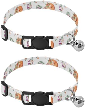 Cute Fox Cat Collar 2 Pack Adjustable Pet Collar 10.6 to 17.1 Inches