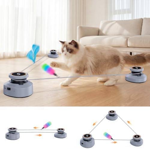 Jripae Automatic Interactive Cat Toys for Indoor Cats with DIY Chase Track