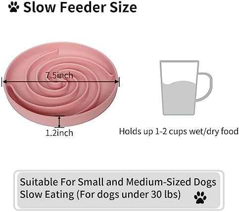 Bifeaw Slow Feeder Dog Bowls, Dishwasher Microwave Safe Silicone Puppy Puzzle Bowl with Non-Slip Design for Eating (Powder Pink)