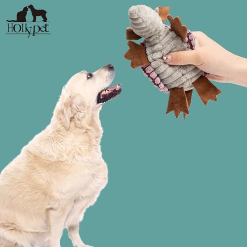Hollypet Armadillo Squeaky Puppy Dog Toys for Small Medium Dogs, 6"