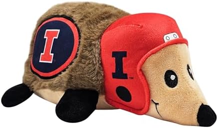 NCAA Illinois Fighting Illini Plush Hedgehog Toy for Dogs & Cats, Cool Soft Pet Toy for Fun and Interactive Play, Dog Chew Toy with Squeaker, Licensed Hot Pet Toy