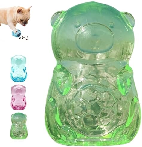 Tough Dog Chew Toy for Small, Medium Breeds Ball in Bottle Strong Rubber Treat Dispensing Toy Cute Interactive Slow Feeder Dog Fetch Toys (Green-Dispenser(NO Ball))
