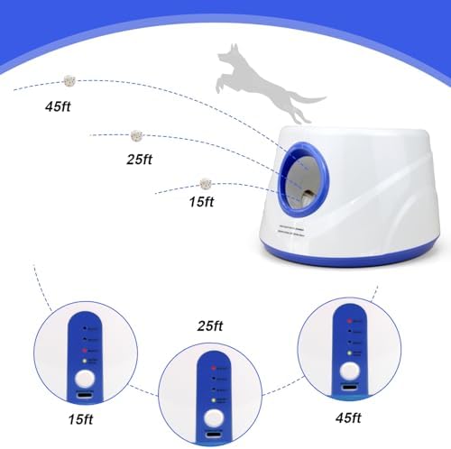 Automatic Dog Ball Launcher, 6 ETPU Balls, 20-45ft Distance