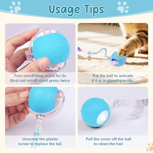 Interactive Automatic Cat Toy Ball-USB Rechargeable，Motion Activated Toy