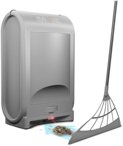 EyeVac Pro & Squeegee Broom Bundle - Touchless Vacuum Automatic Dustpan with Multisurface Broom, Corded Bagless Vacuum, 1400 Watt Sensors for Pet Hair, Dirt, Food Debris, Kitchen & Salon (Silver)