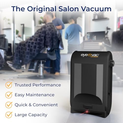 EyeVac Pro & Squeegee Broom Bundle - Touchless Vacuum Automatic Dustpan - Squeegee Multisurface Sweeping - Great for Salon Pet Hair Dirt, Corded Canister Vacuum, Bagless, 1400 Watt (Black w/Broom)