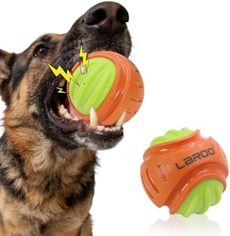 LaRoo Durable Squeaky Dog Ball, 3 Inch TPR Chew Ball Toy for Medium Dogs