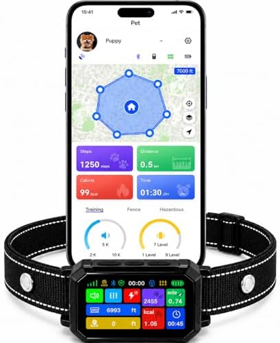 GPS Wireless Dog Fence,Dog Fencing System, GPS Dog Collar with App,Virtual Fence & Smart Training Collar Covers up to 6999 Ft