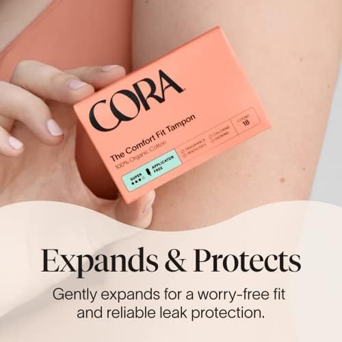 Cora Organic Cotton Non-Applicator Tampons Multipack (36 Regular, 36 Super Non-Applicator Tampons)