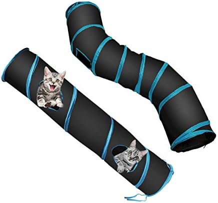 PetLike S Cat Tunnel Collapsible Pop-up Pet Tube Hideaway Play Toy with Ball (1 Way, Black)