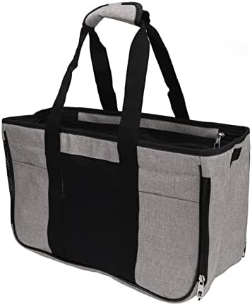 Breathable Cat Carrier with Roll - Up Door, Portable Soft Cat Travel Carrier for Small Cats and Puppies up to 7.5 kg, Oxford Cloth Pet Carrier with Double Zipper and (Grey with Black)