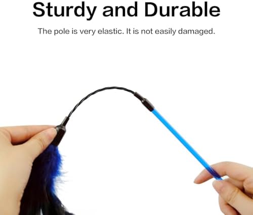 TTcat 3 Pack 22.8" Extra Long Cat Feather Wand Toys, Colorful Interactive Cat Teaser Wands with Flexible Bendable Wire, Natural Feather & Crinkle Paper, Play Toy for Indoor Kittens and Cats.
