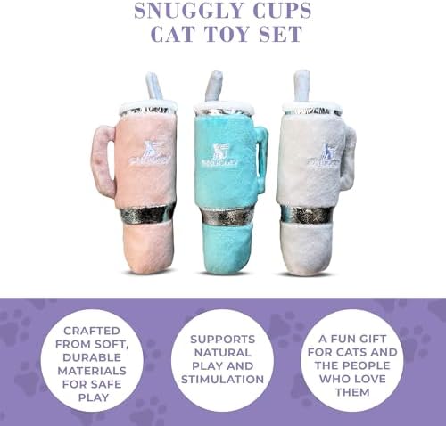 Haute Diggity Kitty Snuggly Cups Set, Soft Plush Cat Toys