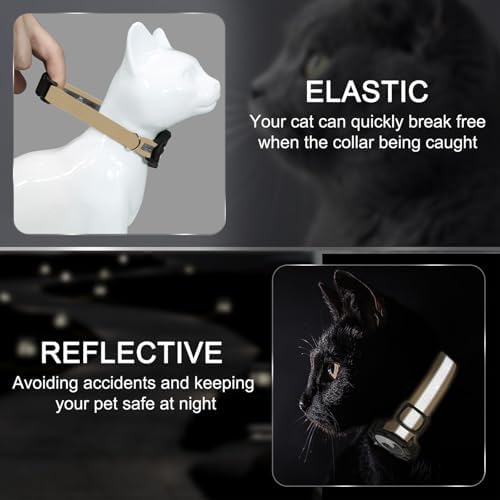 Reflective AirTag Cat Collar, Integrated Cat Collar with Air Tag Holder | Built in AirTag Holder, Adjustable 7-13in for Cats, Kittens and Puppies, Safety Elastic Band, Reflective for Night Walking