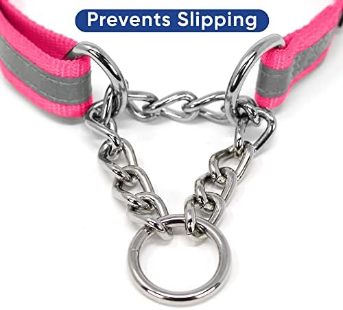 Pawtitas Pink Chain Martingale Dog Collar, Large