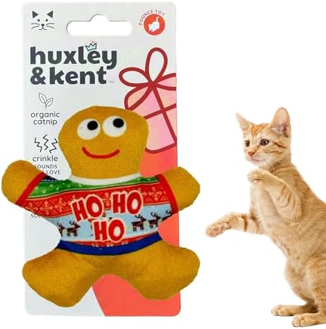 Huxley & Kent Plush Crinkle Catnip Cat Toy, Ugly Sweater G-Man