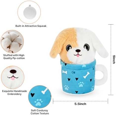 Easter Dog Toys with Squeaker for Large Breed Interactive Dog Chew Toys for Puppies Small and Large Dogs Puppy Squeaky Dog Training and Reduce Boredom (Cup Puppy