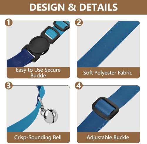 Blue Gradient Puppy Collar with Bell 2 Pack Kitten Collar Adjustable Length 10.6" to 17.1"