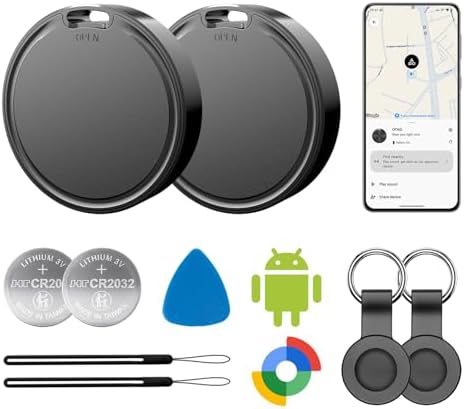 Air Tags for Android,Air Tags-2 Pack Android,Air Tracker Tags with 2 Case,2 Year Battery Life,Google Find Trackers for Google'S Find Hub App,IP65 Waterproof Luggage Tracker Tags for Keys