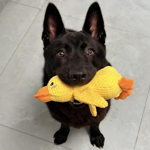 Calming Yellow Duck Dog Toy, Squeaky Plush Duck Pillow Toy Relief for Pets
