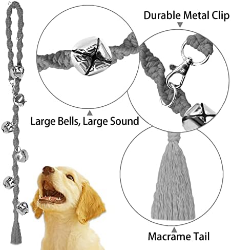 Dog Bells to Go Outside, Potty Training Bell, Handmade, Adjustable | Handmade with Premium Yarn, Twisted Style, Clear Jingle, Dog Potty Bell, Dog Door Bell.