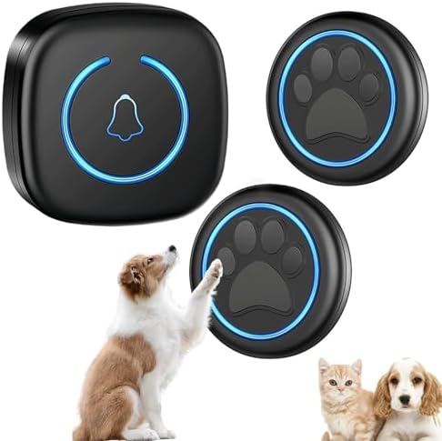 Dog Door Bell for Potty Training, Smart Wireless Doggie Doorbell to Go Outside, Over 1000 Feet Long Range with IP65 Waterproof Super-Light Touch Button, 60 Melodies & Adjustable Volume (2 Button)
