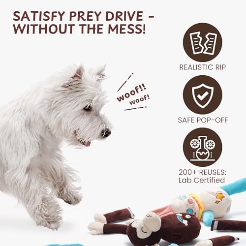 Nocciola Tearable Pull Rip Apart Dog Toys with Squeaker & Crinkle - Interactive Stuffed Plush Puzzle Enrichment Chew Toys for Small Medium Large Breeds