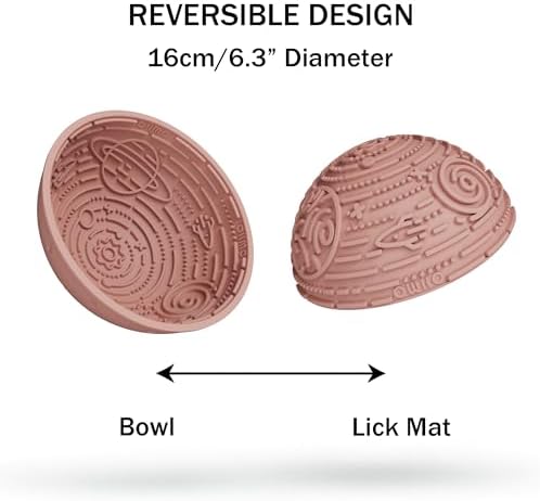 OHMO Slow Feeder Bowl & Lick Mat for Dogs, Galaxy Design, 6.3", Coral