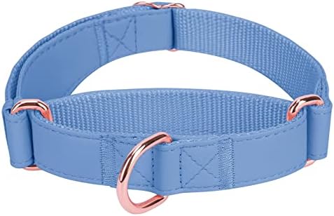 Soft Leather Martingale Dog Collar - Adjustable Rose Gold Limited Slip Collars [Easy to Clean], Stylish Durable Heavy Duty Nylon No Pull Training Collar for Small Medium Large Dogs M Blue Purple