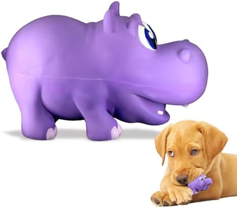 PetSport Naturflex Tiny Tots Hippo Toy - Durable & Long-Lasting, Non-Toxic Material, Internal Squeaker, Rubber Toy for Dogs, Ideal for Interactive Play and Engagement