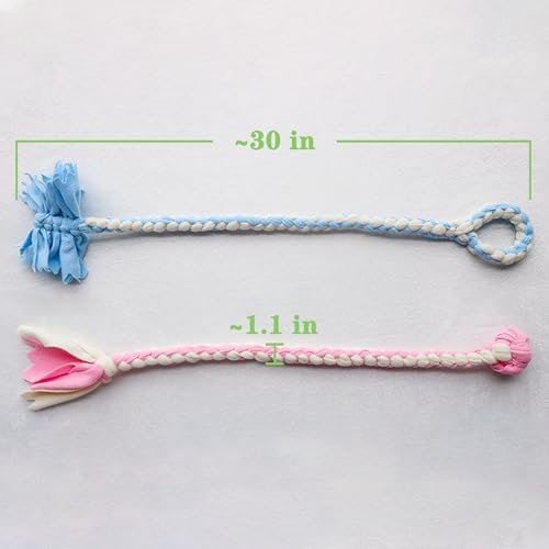 Braided Fleece Dog Tug Toy, Interactive Tug of War Rope,Pink/Blue