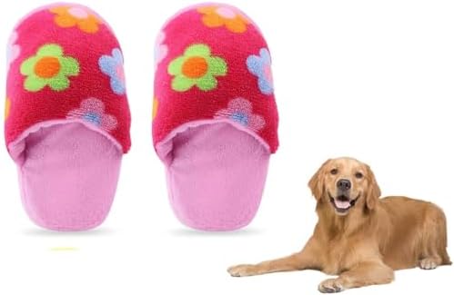 2Pcs Pink Slipper Design Durable Chew-Resistant Dog Toys with Interactive Squeaker, Double-Layer Oxford Fabric Plush Pet Chew Toys for Aggressive Chewers, Machine Washable