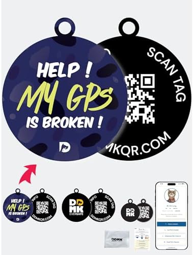 DDMK Smart Pet Tag Set | Includes 3 Tags | QR Code for Instant Alerts | Custom Pet Profiles | Durable & Waterproof | No Subscriptions or Fees |33-Help My GPS is Broken