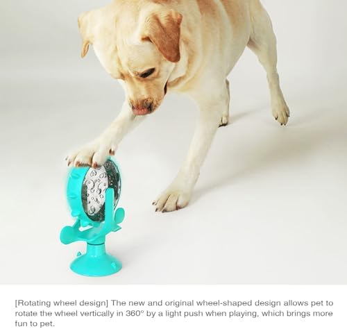 Cat Slow Feeder Toy, Interactive Windmill Design Puzzle Feeder with Suction Cup for Cats and Small Dogs BPA Free Plastic Blue
