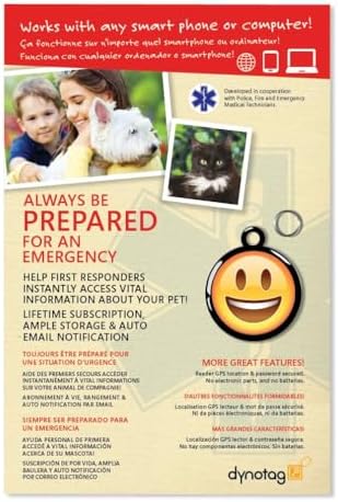 Dynotag® Web Enabled Super Pet ID Smart Tag with DynoIQ™ & Lifetime Recovery Service. Play Series: Round (Happy Face)