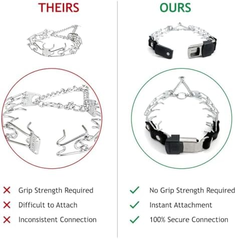Herm Sprenger Prong Collar for Dog Training with Easy Quick Release Cliclock & Swivel Ring- German Made Dog Collar with Chrome Plated Stainless Steel 4mm Prongs for X-Large Dogs (25-30" Neck)