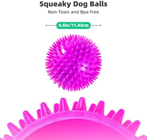 2 Pack 4.5” Squeaky Dog Balls for Large and Medium Dogs, Spiky Dog Toy Balls for Aggressive Chewers