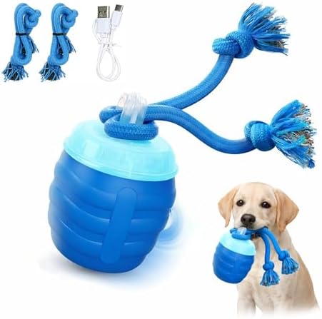 Interactive Dog Toys, Pelota Interactiva Inteligente para Perros, Motion Activated Automatic Rolling Ball for Dogs with Music (Blue)