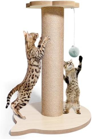 18” Tall Cat Tree for Kittens, Jute Scratching Post with Hanging Ball for Kitten & Adult Cats, Small Cat Tower with Toys, Pets Activity Tree Indoor