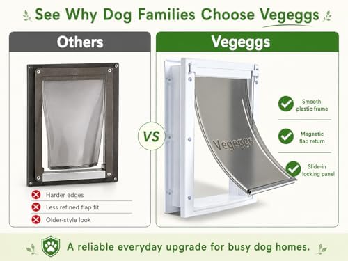 Large Dog Door for Door, Durable Plastic, Magnetic Pet Door with Lock Panel