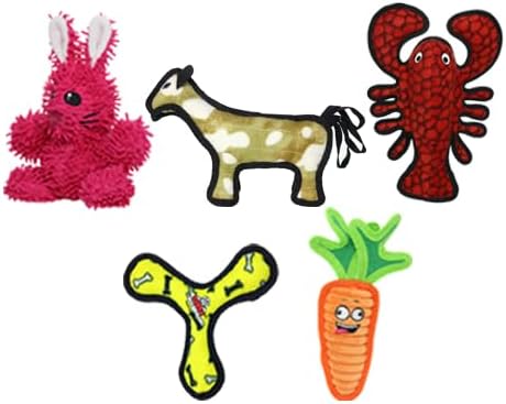 TUFFY® 5 Pack Jr Lobster, Boomerang, Horse, Carrot & Rabbit Dog Toys