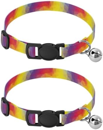 Geometric Rainbow Gradient Easy to Wear Kitten Collar 2 Pack for Puppy
