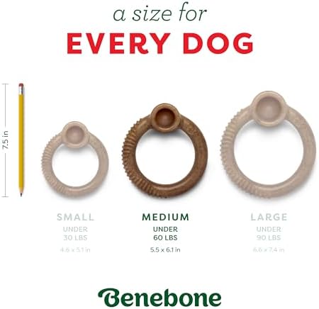 Benebone Ring Dog Chew Toy for Aggressive Chewers, Peppermint, Medium